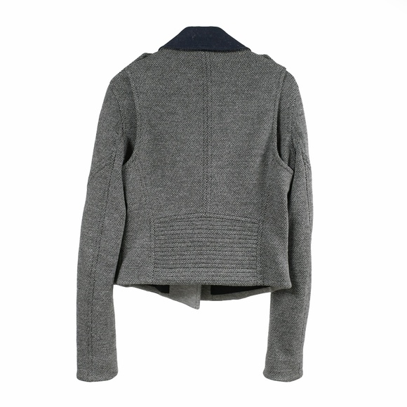 THEORY Adashi K Wool Blend Moto Jacket Black/Grey/Navy Size S - Picture 2 of 10